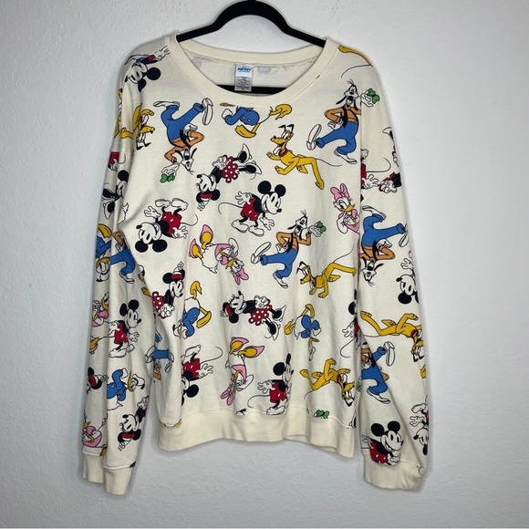 Disney Mickey and Friends Allover Graphic Print Pullover Crewneck Sweatshirt XXL - Picture 3 of 11